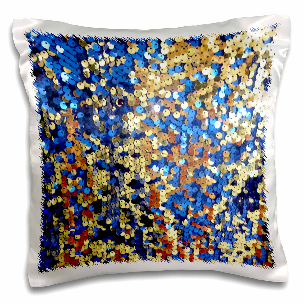 3dRose Florene Designer Texture - Blue Gold n Copper Sequins - Pillow Cases (pc_80242)