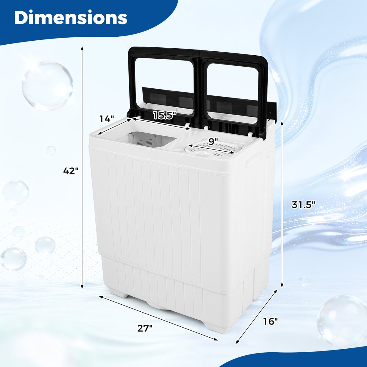 Portable Washing Machine with 18 LBS Washer and 8 LBS Spinner Combo
