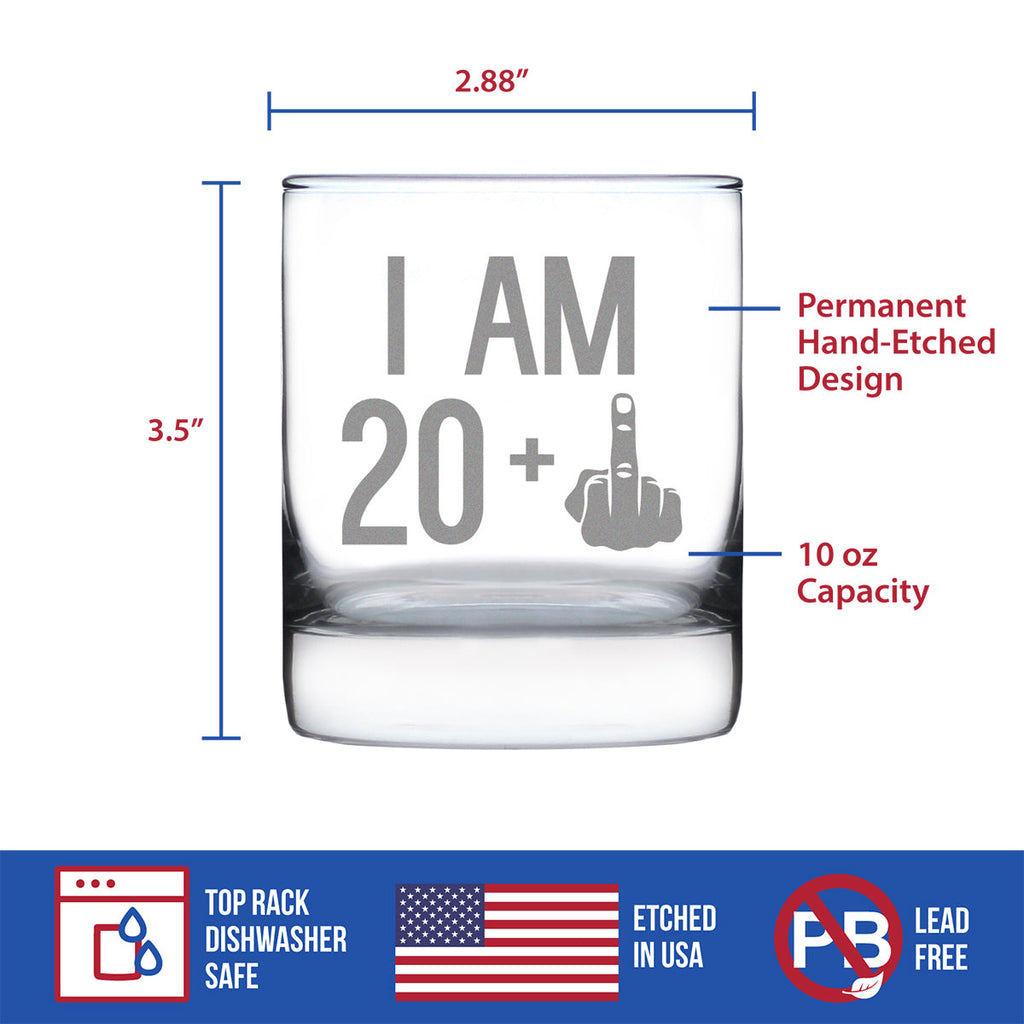 20 + 1 Middle Finger - 10 Ounce Rocks Glass