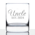 Uncle Est 2024 - Whiskey Rocks Glass Gift for First Time Uncles - Decorative 10.25 Oz Glasses