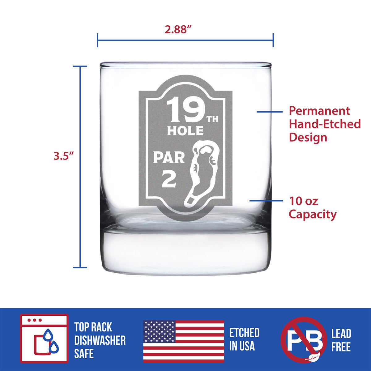 19th Hole Sign - 10 Ounce Rocks Glass