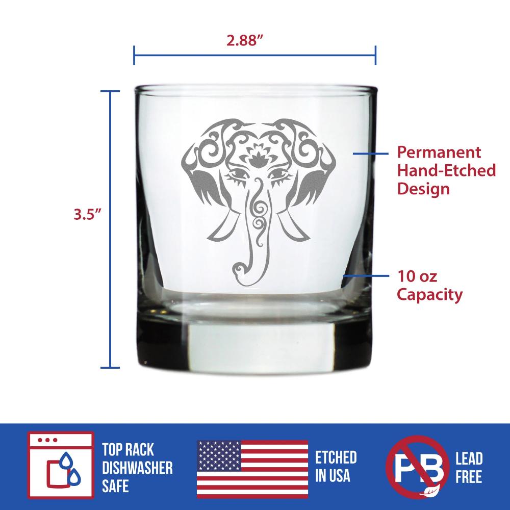 Elephant Boho - 10 Ounce Rocks Glass