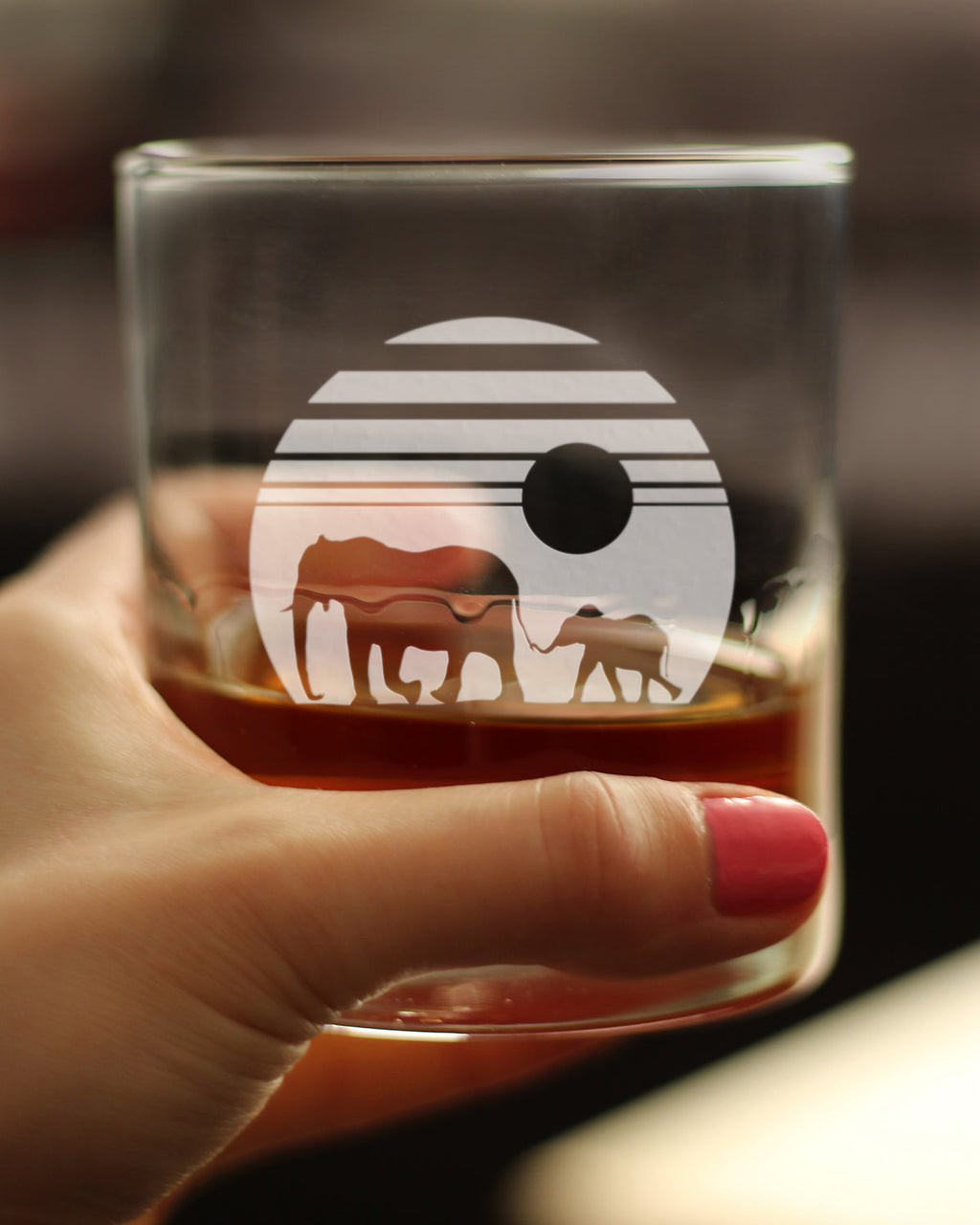 Elephant Sunset - 10 Ounce Rocks Glass
