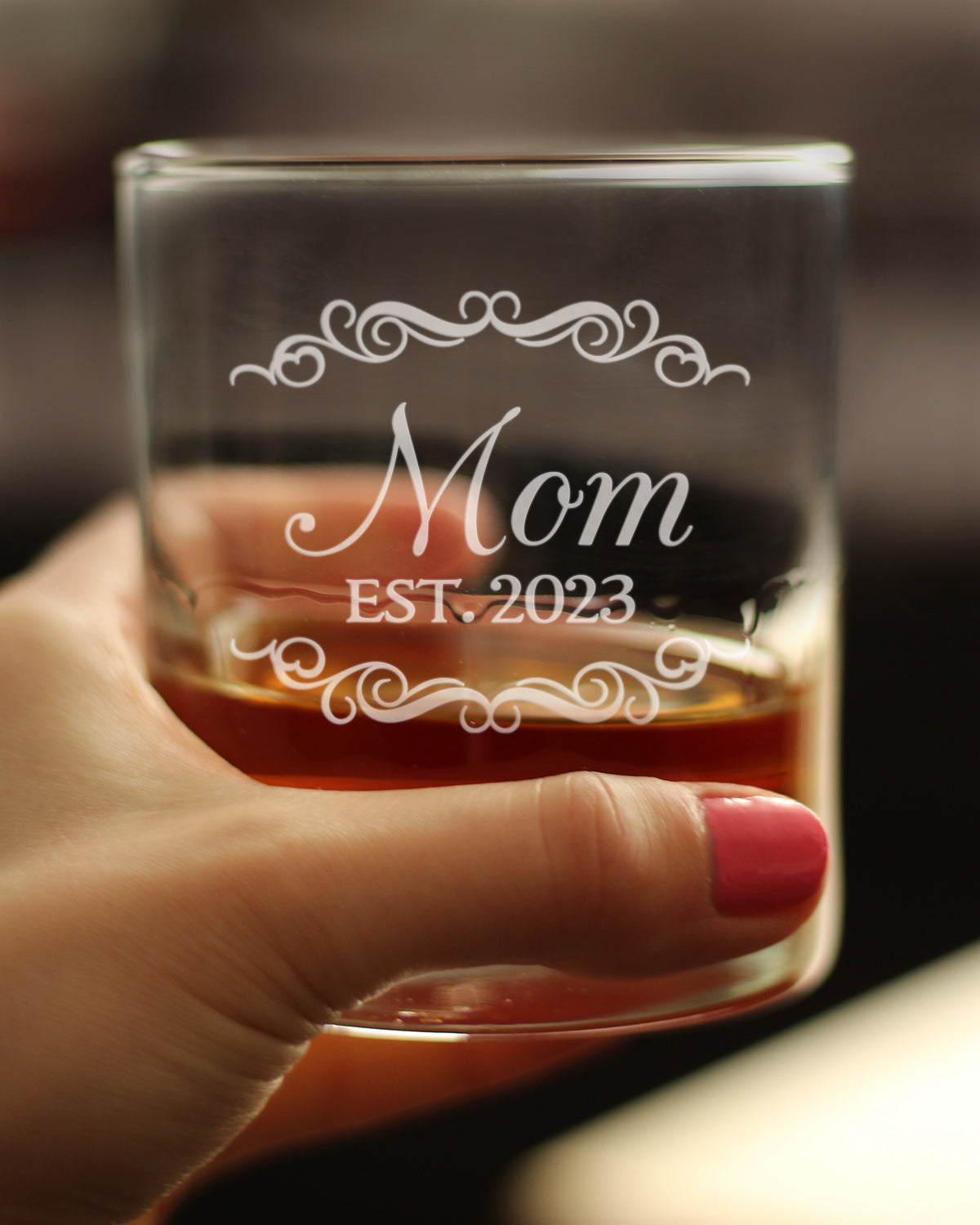 Mom Est. 2023 - Decorative - 10 Ounce Rocks Glass