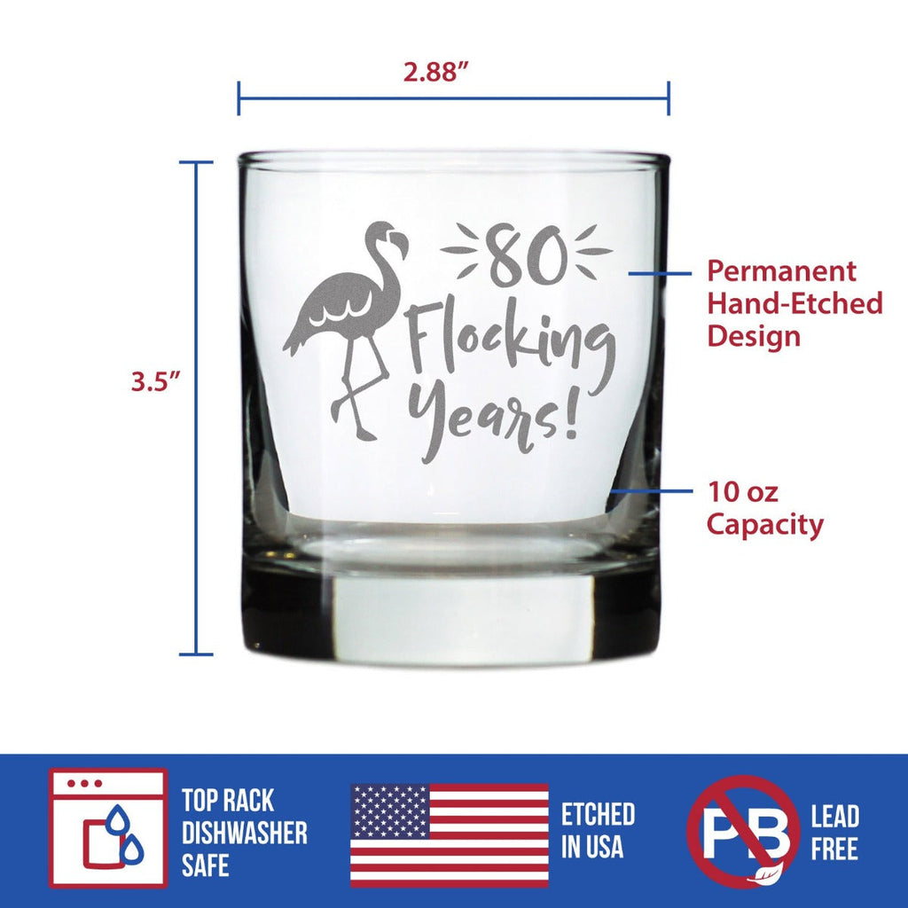 80 Flocking Years - 10 Ounce Rocks Glass