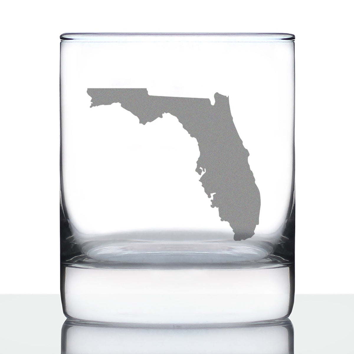 Florida State Outline Whiskey Rocks Glass - State Themed Drinking Decor and Gifts for Floridian Women & Men - 10.25 Oz Whisky Tumbler Glasses