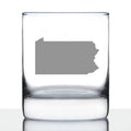 Pennsylvania State Outline Whiskey Rocks Glass - State Themed Drinking Decor and Gifts for Pennsylvanian Women & Men - 10.25 Oz Whisky Tumbler Glasses