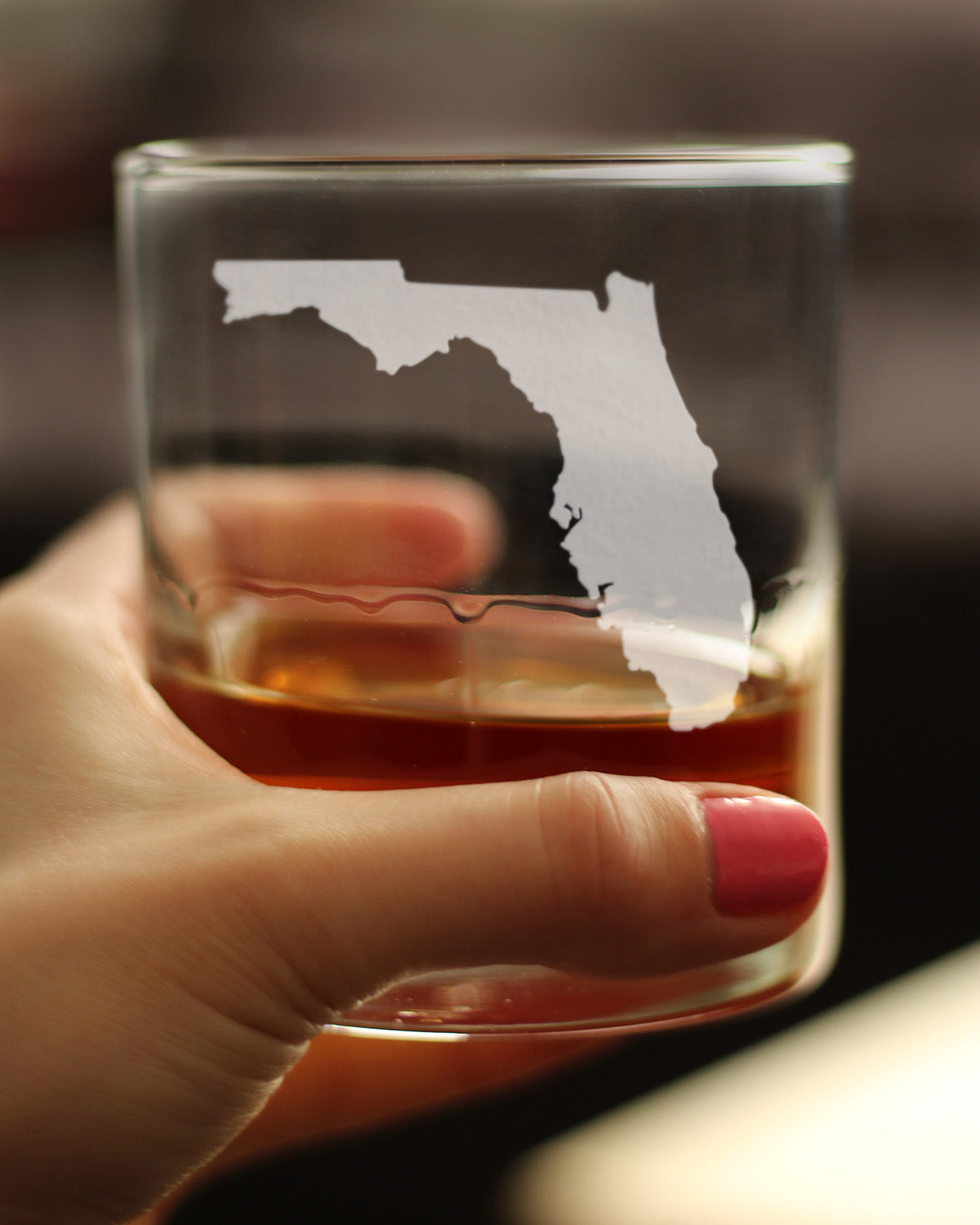 Florida State Outline Whiskey Rocks Glass - State Themed Drinking Decor and Gifts for Floridian Women & Men - 10.25 Oz Whisky Tumbler Glasses