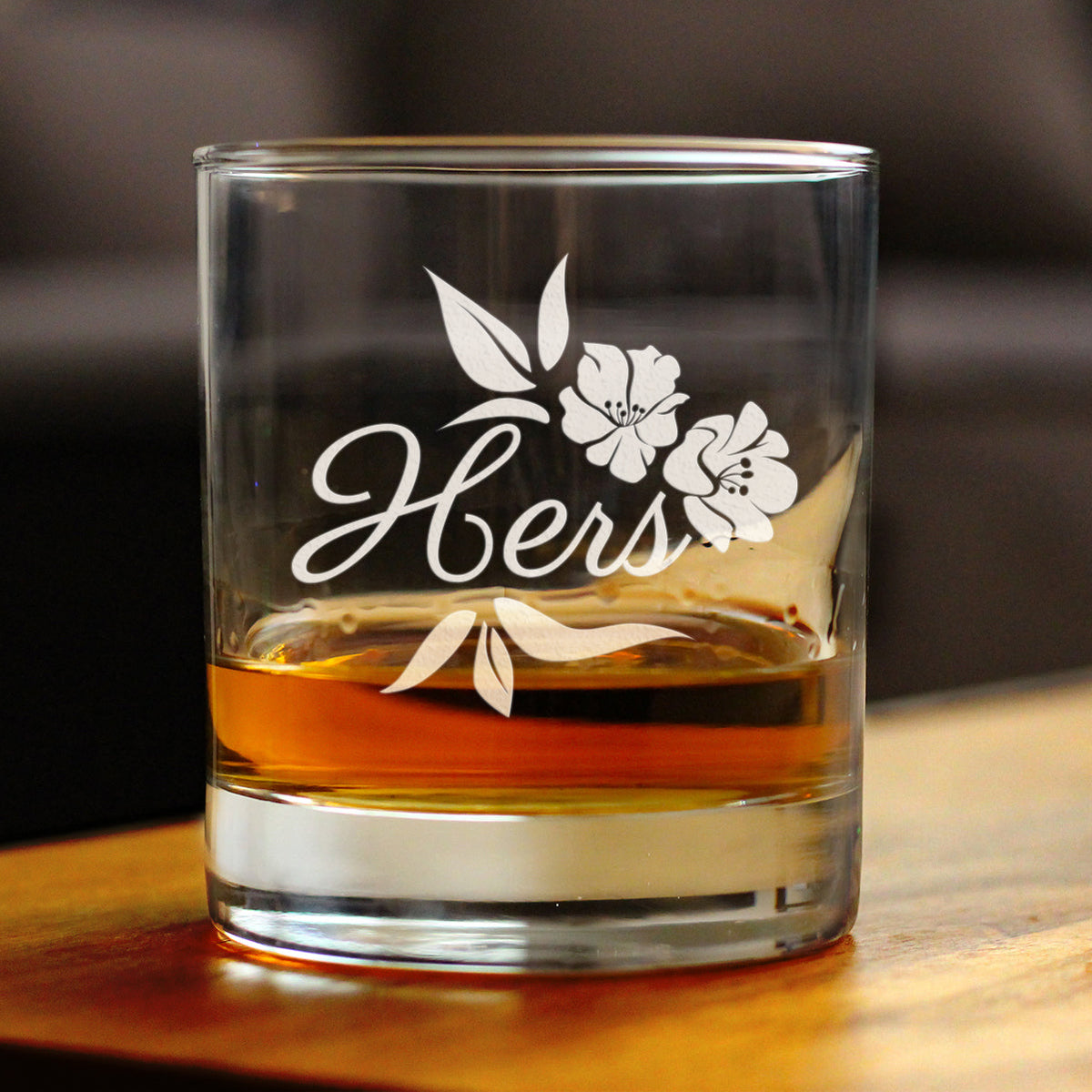 Hers Old Fashioned Rocks Glass - Unique Wedding Gift for Bride - Cute Engraved Wedding Cup Gift