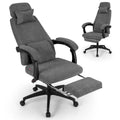 Reclining Office Chair Chenille Fabric Upholstered Computer Desk Chair-Gray