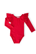 Red L/S Flutter Sleeve Leotard