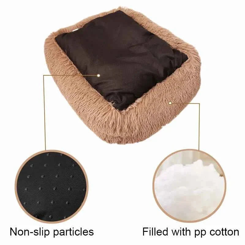 Rectangle Plush Dog Bed – Warm Pet Sofa Cushion for Cats and Dogs