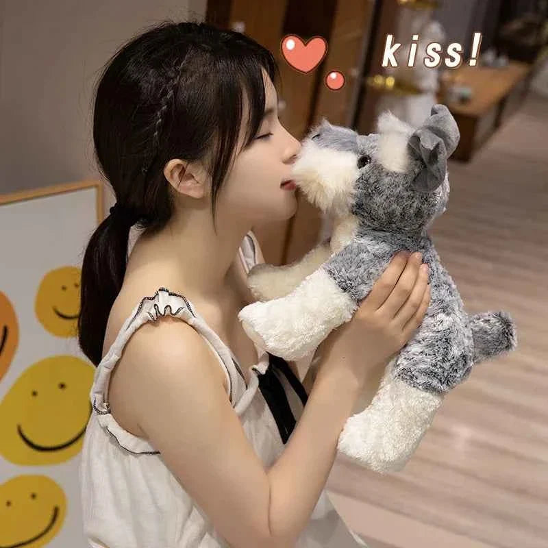 Cute Schnauzer Plush Toy – Soft Stuffed Dog Doll in Multiple Sizes
