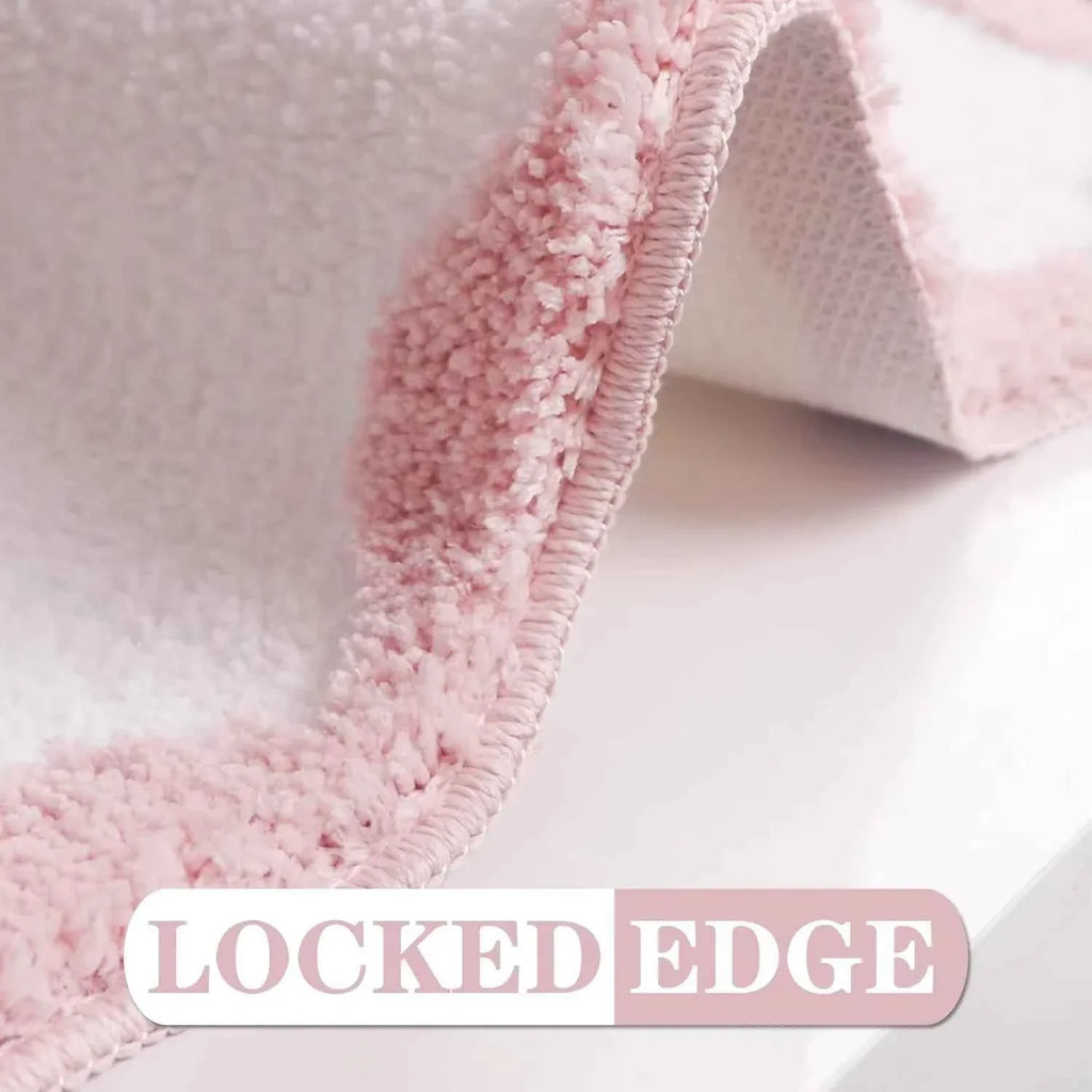 Pink Bow Bath Mat Bathroom Cute Preppy Rugs Scalloped