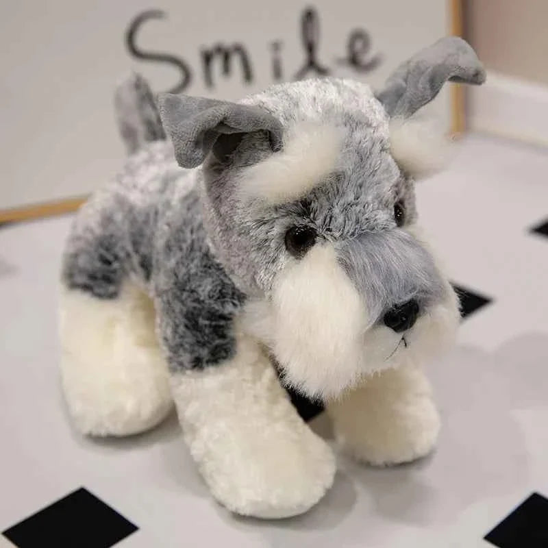 Cute Schnauzer Plush Toy – Soft Stuffed Dog Doll in Multiple Sizes
