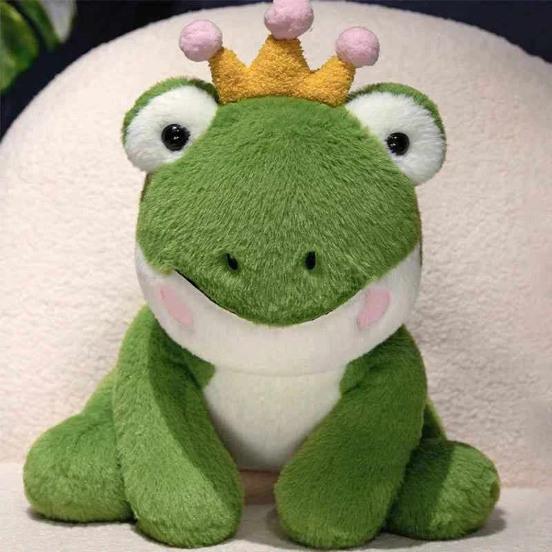 Funny Cute Green Frog Prince Plush Toy Soft