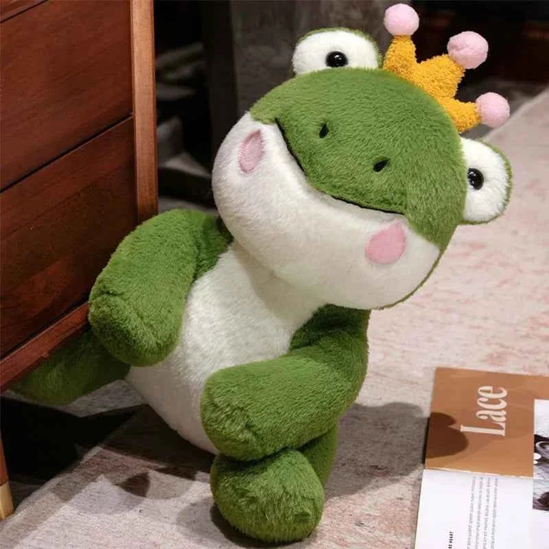 Funny Cute Green Frog Prince Plush Toy Soft