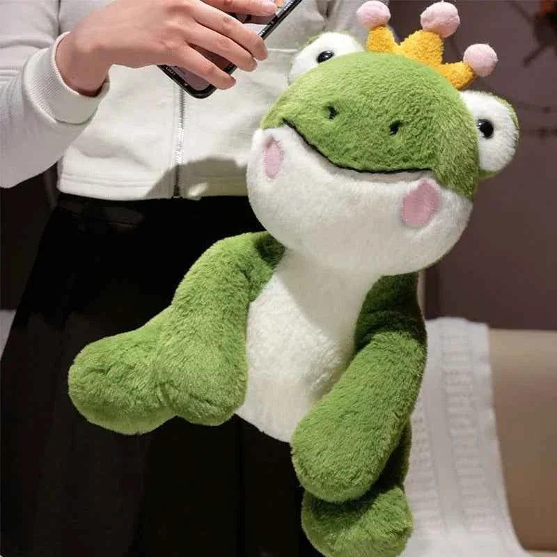 Funny Cute Green Frog Prince Plush Toy Soft