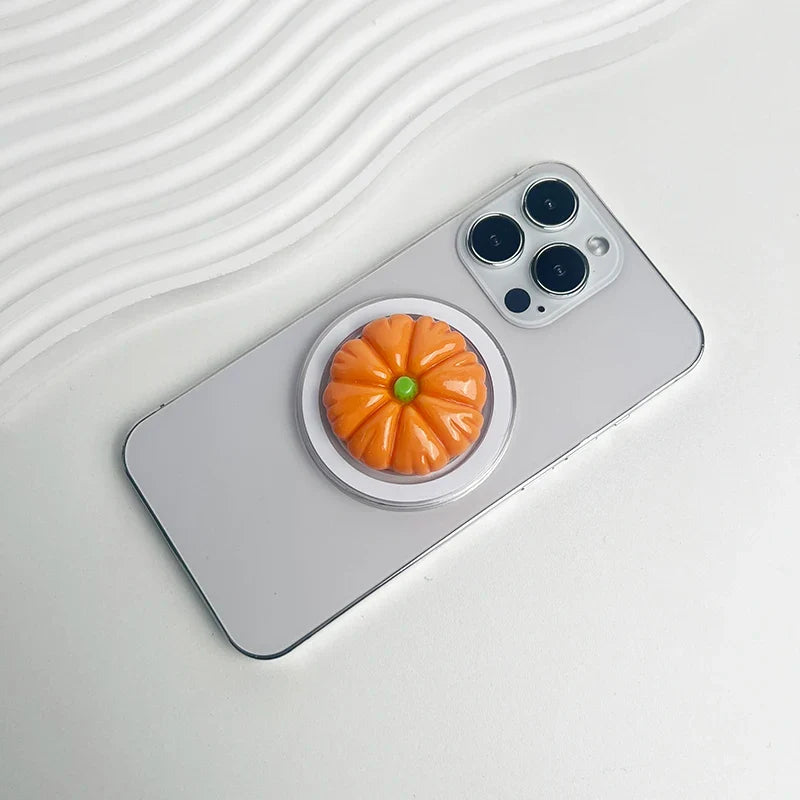 Cute Tomato Phone Stand Magnetic Socket Grip Phone Holder For Magsafe IPhone Mac Samsung Safe Ring Finger Expanding Stand