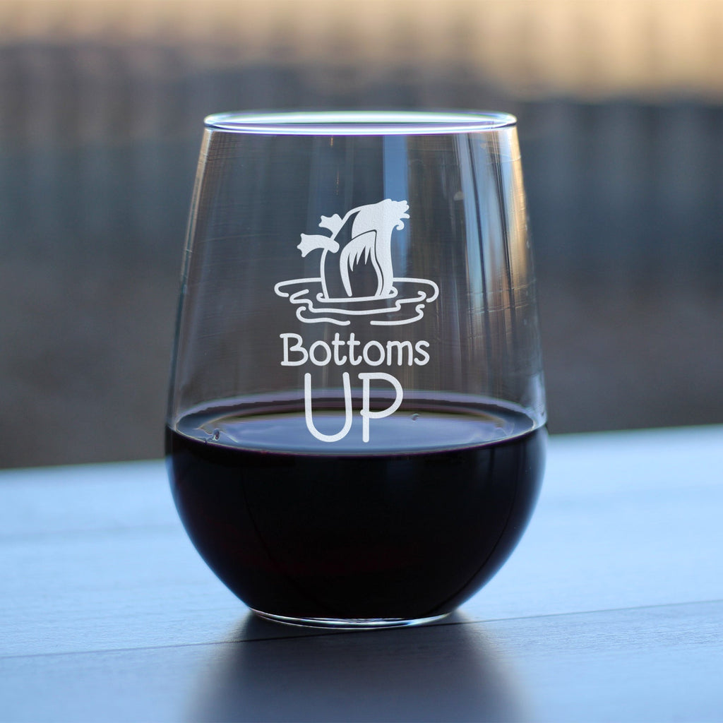 Bottoms Up - 17 Ounce Stemless Wine Glass