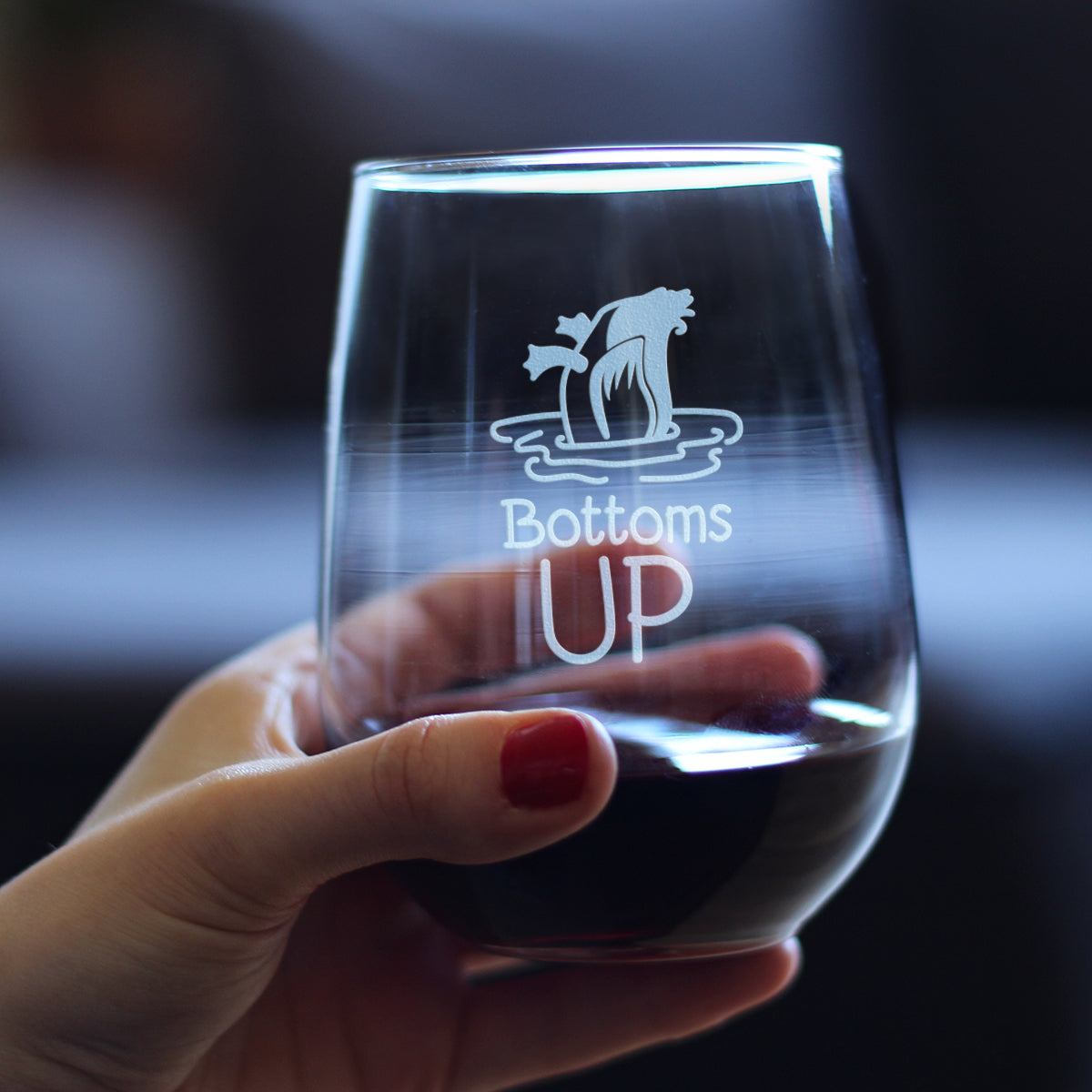 Bottoms Up - 17 Ounce Stemless Wine Glass