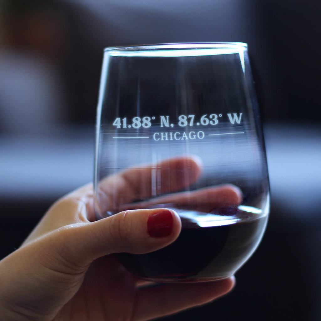 Chicago Coordinates - 17 Ounce Stemless Wine Glass