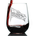 American Flag - 17 Ounce Stemless Wine Glass