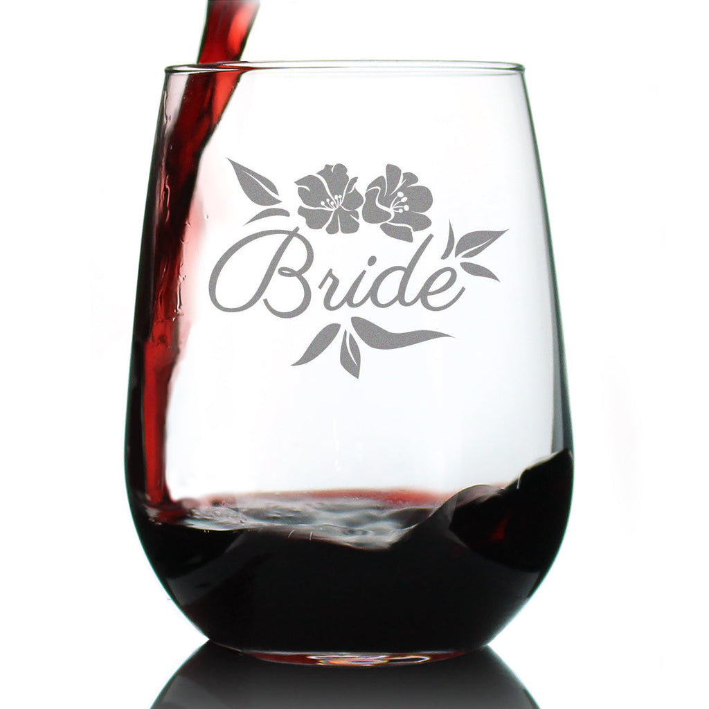 Bride Stemless Wine Glass - Unique Wedding Gift for Bride - Cute Engraved Wedding Cup Gift