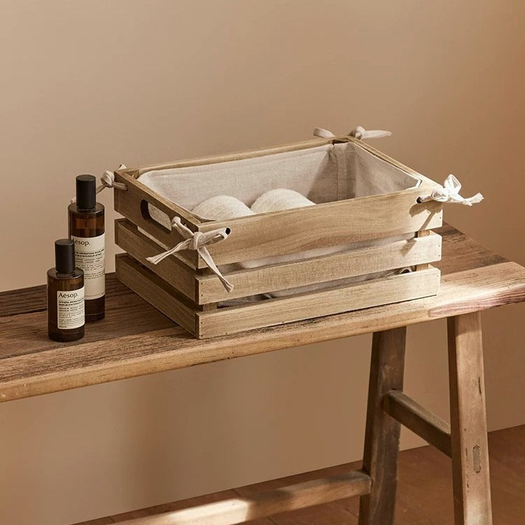 Linen-Lined Wooden Crate