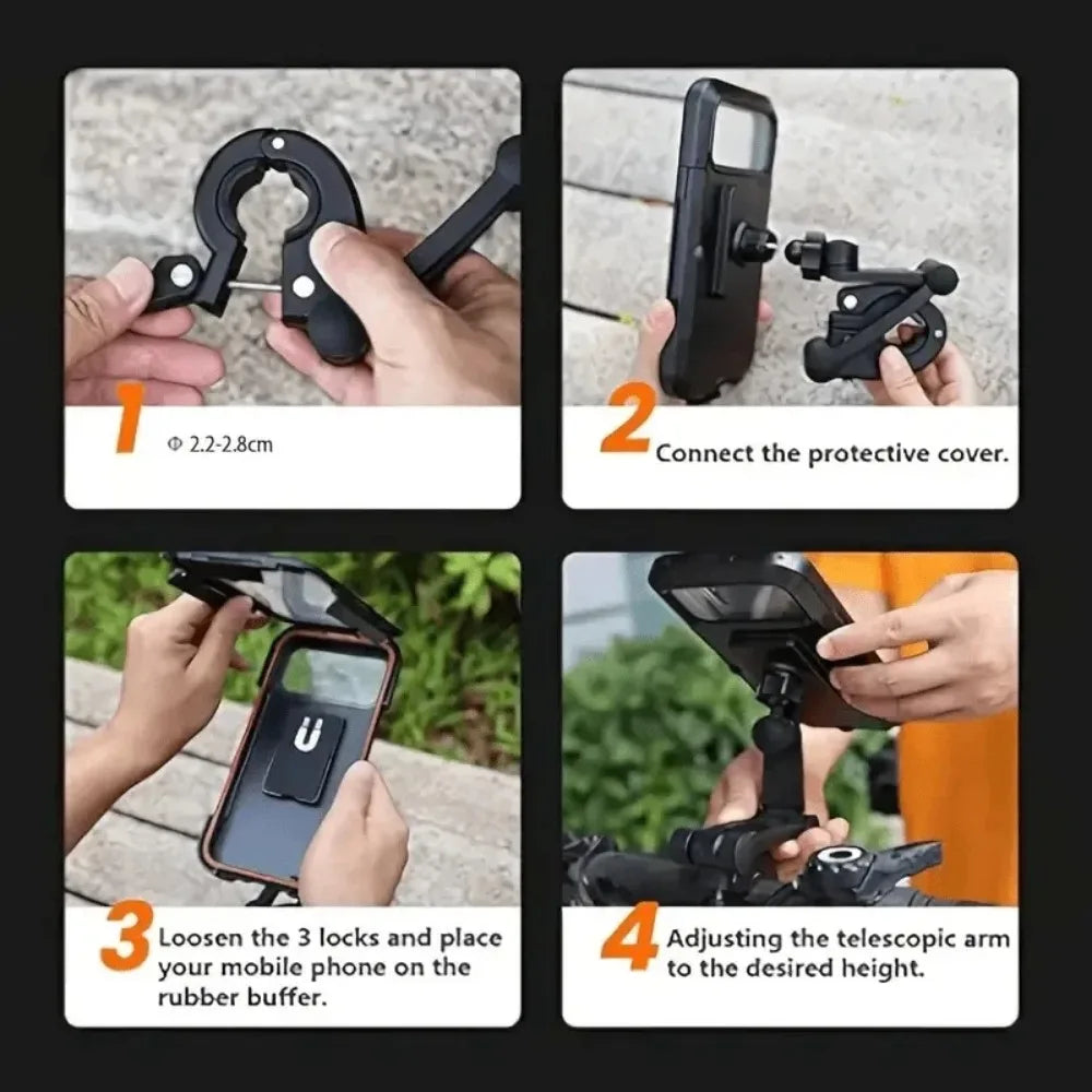 Magnetic Cycling Phone Mount Bag 360° Rotatable and Adjustable Waterproof Shockproof Handlebar Phone Bag for Cycling Navigation