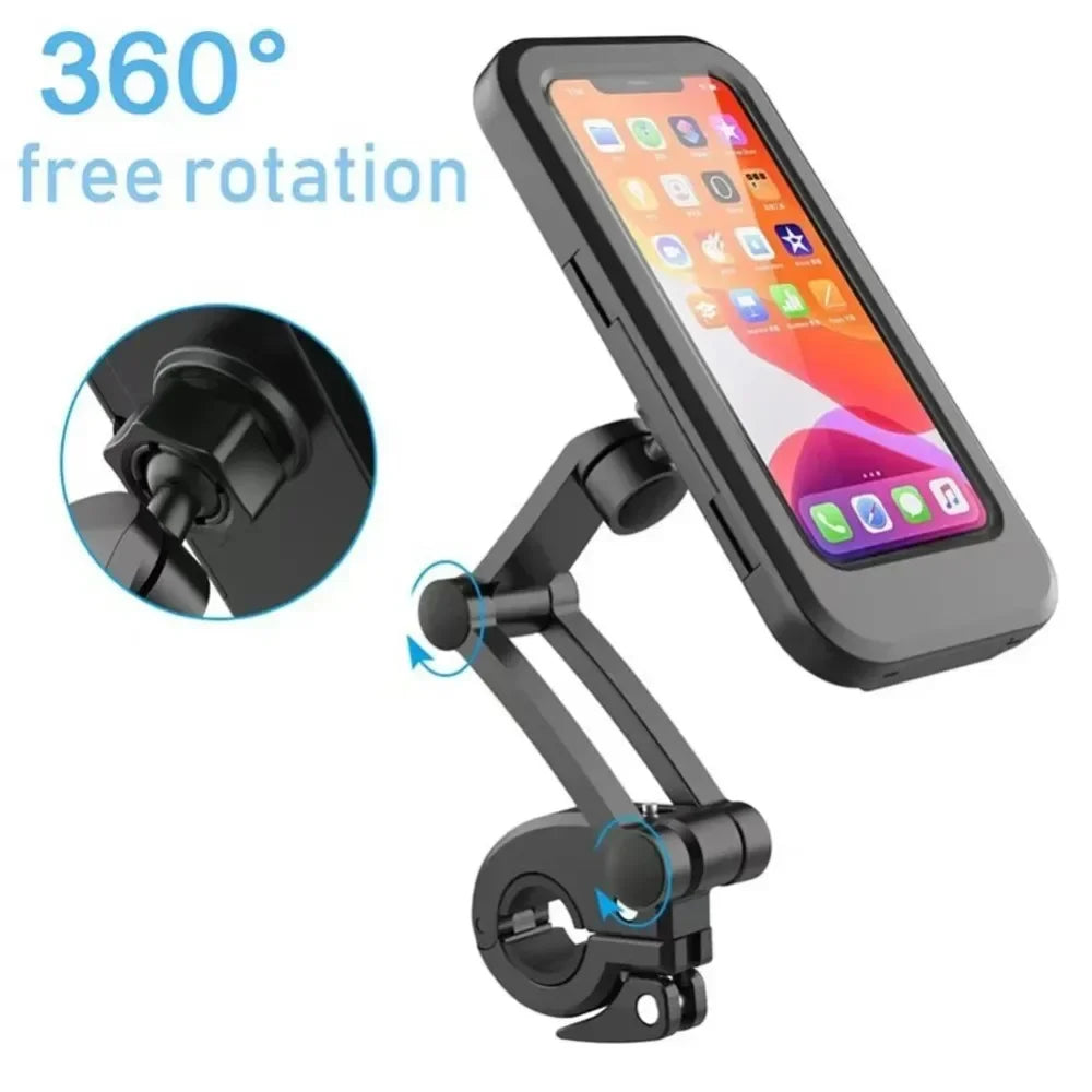 Magnetic Cycling Phone Mount Bag 360° Rotatable and Adjustable Waterproof Shockproof Handlebar Phone Bag for Cycling Navigation