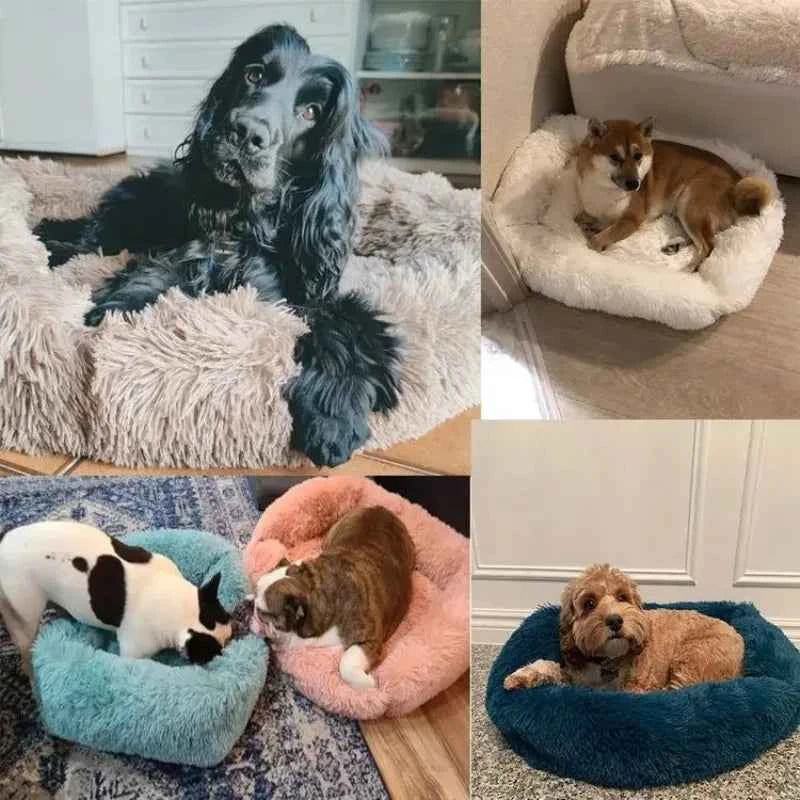 Rectangle Plush Dog Bed – Warm Pet Sofa Cushion for Cats and Dogs