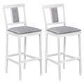 Set of 2 Upholstered Barstool 29.5 Inch Bar Height with Solid Rubber Wood Frame