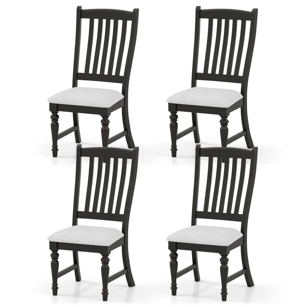 Set of 4 Dining Chairs Kitchen Side Chair with Solid Wood Legs-Black