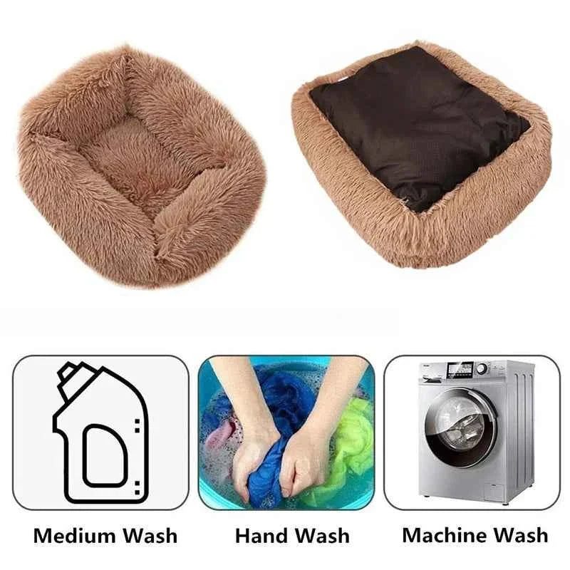 Rectangle Plush Dog Bed – Warm Pet Sofa Cushion for Cats and Dogs