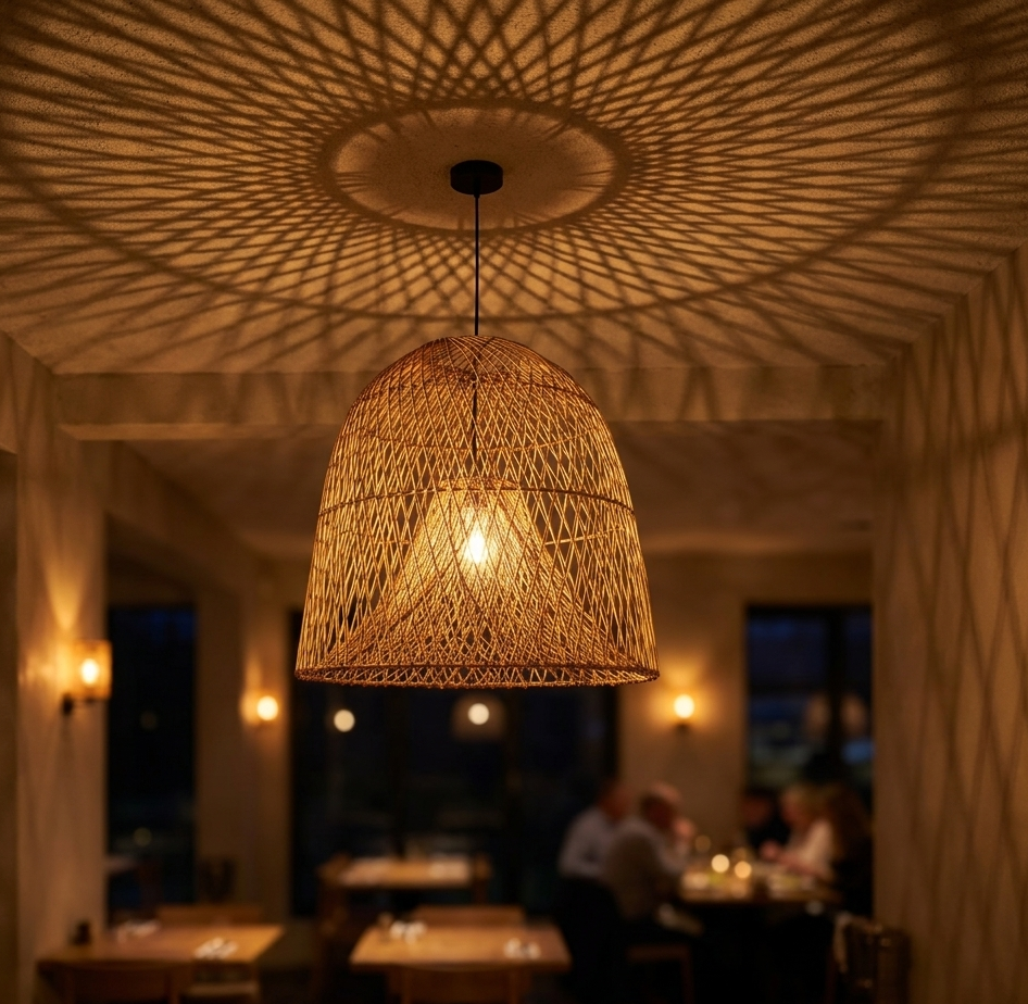Handwoven Wabi-Sabi Rattan Bell Pendant Light | Minimalist Hanging Lamp