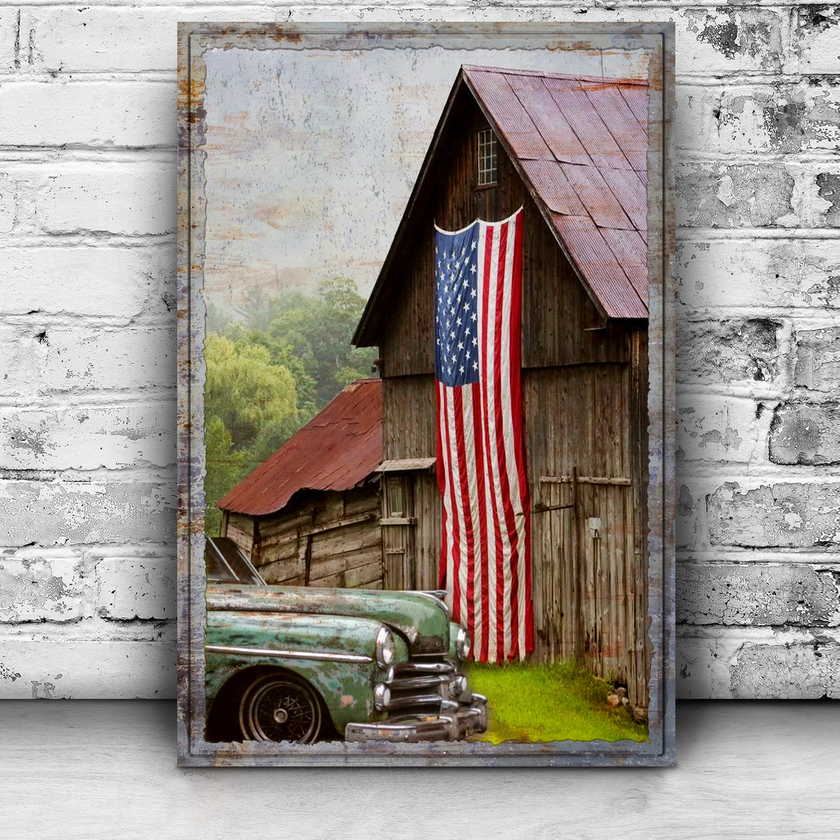 America Country Barn Canvas Wall Art