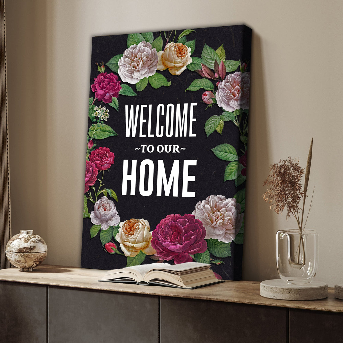 Welcome To Our Home Floral Entryway Sign