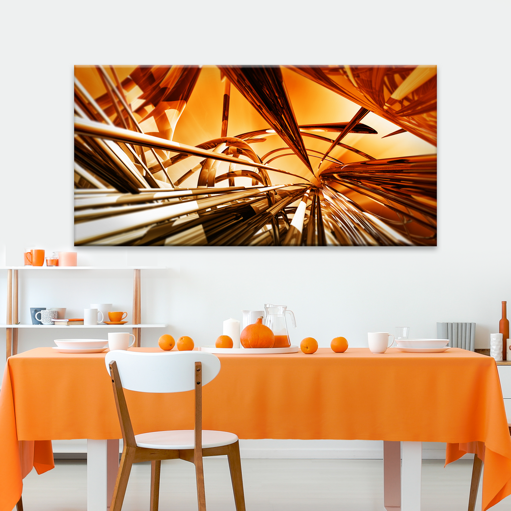 Gold Metallic Lines Canvas Wall Art