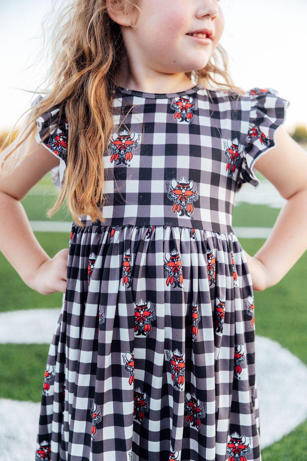 Texas Tech Plaid Raider Red Flutter Twirl Dress