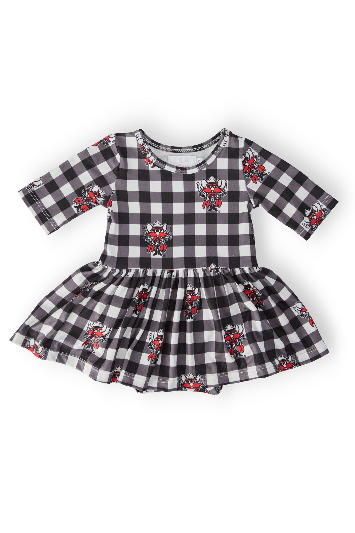 Texas Tech Plaid Raider Red 3/4 Sleeve Twirl Bodysuit
