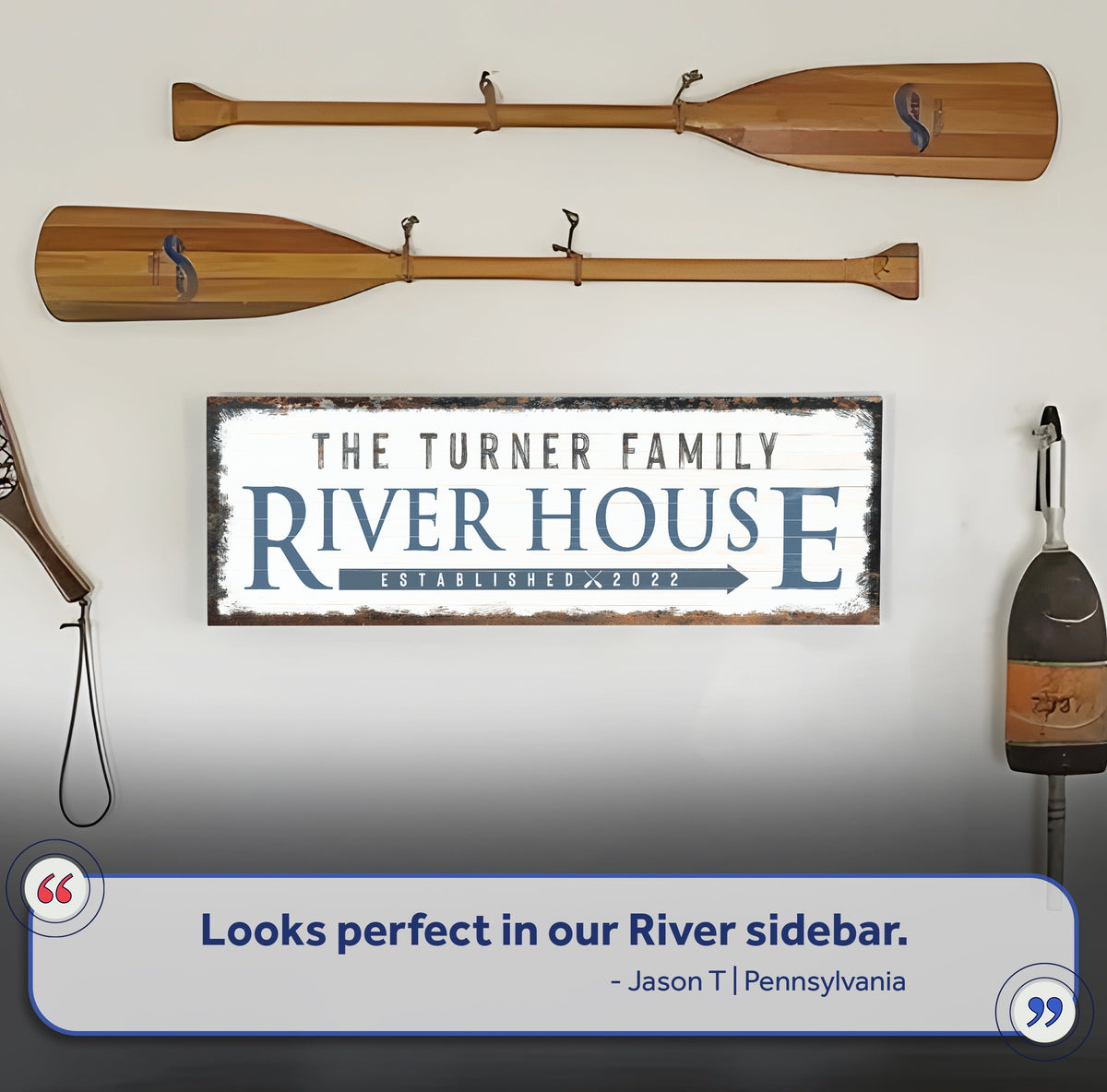 Family River House Arrow Sign