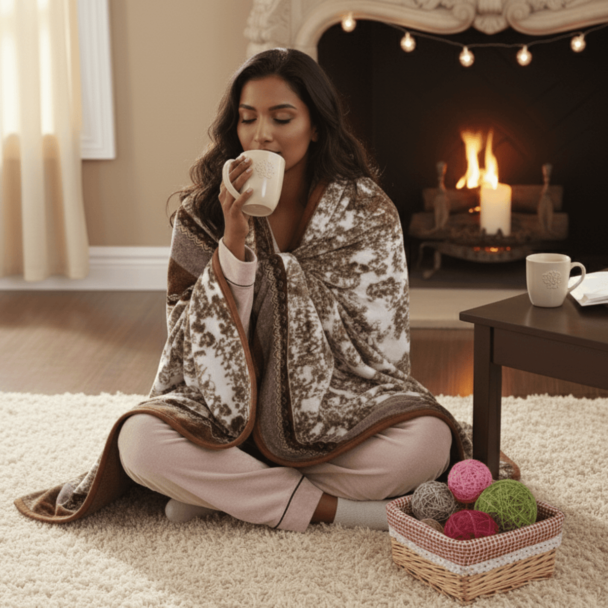 DaDa Bedding Elegant Twilight Lavender Brown Floral Flannel Mink Fleece Throw Blanket (XY9879)
