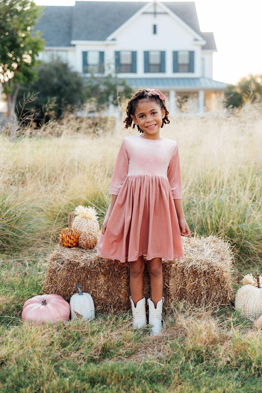Vintage Pink Velvet Twirl Dress