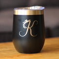 Monogram Floral Initial Letter K - Wine Tumbler