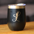 Monogram Floral Initial Letter L - Wine Tumbler
