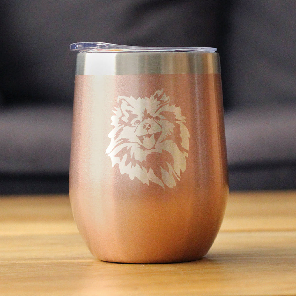 Pomeranian Face - Wine Tumbler