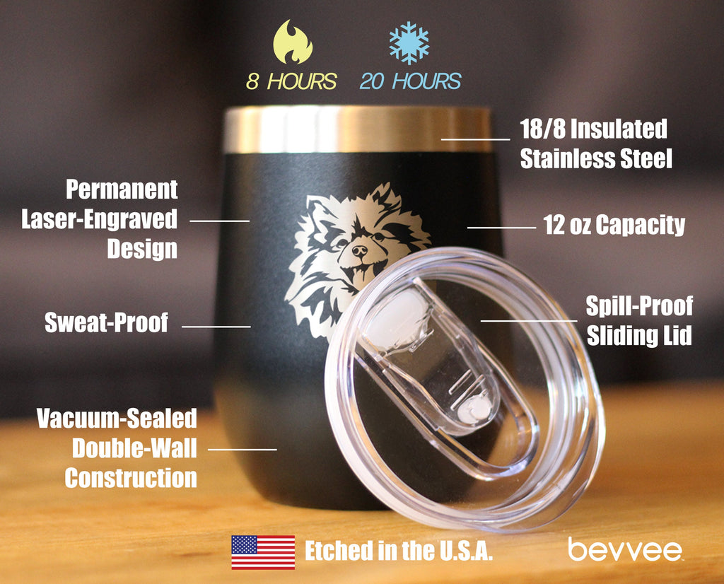 Pomeranian Face - Wine Tumbler