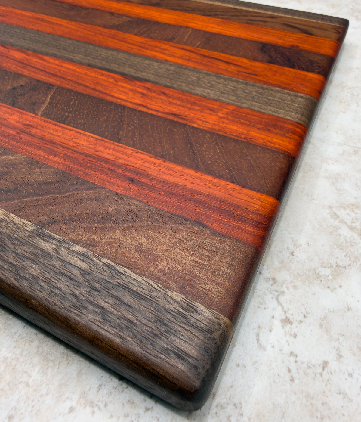Handcrafted Walnut, Padauk & Rosewood Cutting Board | 16" x 10"