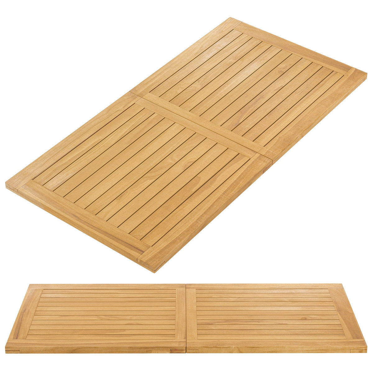 Indoor Outdoor Teak Wood Slatted Tabletop Panel Board Split in 2 Square